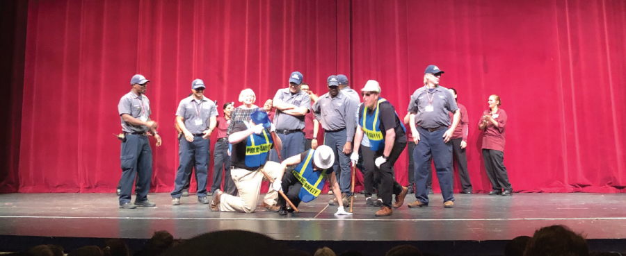 STOLE+THE+SHOW+Maintenance%2C+security%2C+and+FLIK+staff+dance+in+showcase+assembly+on+Tuesday%2C+May+22.